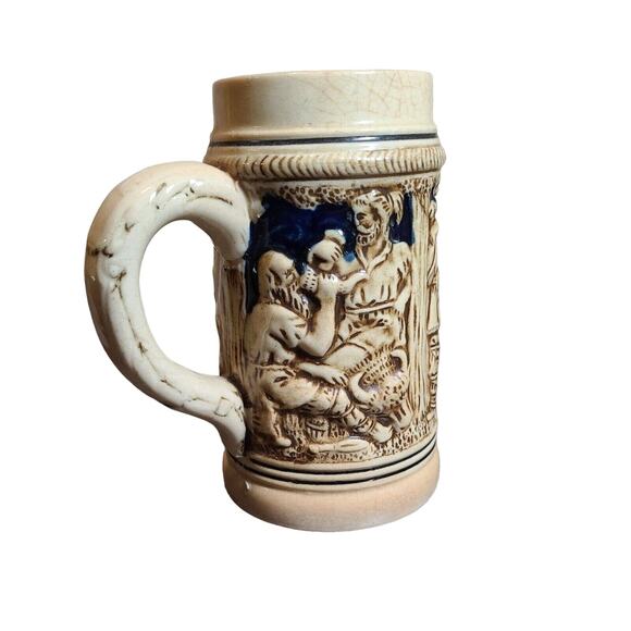 Beer Stein Made in Japan Warrior Scene Hand Painted Vintage Moriyama Mori-Machi - Picture 1 of 12